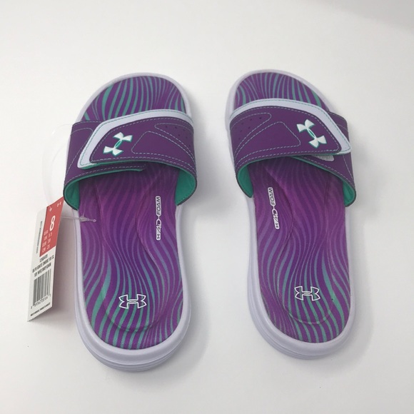 purple under armour sandals
